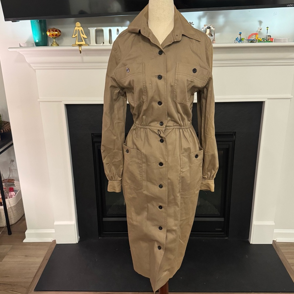 ✨ Bonwit Teller Vintage Khaki Shirt Dress – Size 4 (Made in USA, Union Made) ✨